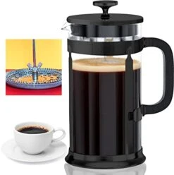 Press French Press Coffee Maker With 2 Extra Screens, 34oz, French Press Stainless Steel 304 Grade, Easy Disassemble Design Double Filter, Thick Heat Resistant Glass Pot (Copper) -KitchenAid Shop 41BmsYpUsUL. AC