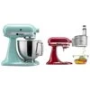 KitchenAid KSM150PSAQ Artisan Series 5-Qt. Stand Mixer With Pouring Shield - Aqua Sky & KSM2FPA Food Processor Attachment, Dicing Kit, Silver -KitchenAid Shop 41BntHop4nL