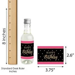 Chic Happy Birthday - Pink, Black And Gold - Mini Wine And Champagne Bottle Label Stickers - Birthday Party Favor Gift For Women And Men - Set Of 16 -KitchenAid Shop 41BpvCvwRmL