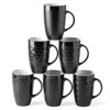 Large Coffee Mugs Set Of 6, 22oz Ceramic Tall Coffee Mugs Set With Textured Geometric Patterns For Latte/Tea/Beer/Hot Cocoa, Dishwasher & Microwave Safe, Black -KitchenAid Shop 41Brw1uVe3S