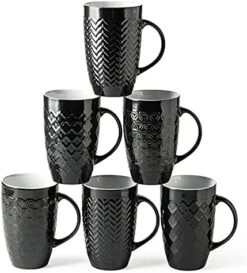 Large Coffee Mugs Set Of 6, 22oz Ceramic Tall Coffee Mugs Set With Textured Geometric Patterns For Latte/Tea/Beer/Hot Cocoa, Dishwasher & Microwave Safe, Black 22 Large Coffee Mugs Set Of 6, 22oz Ceramic Tall Coffee Mugs Set With Textured Geometric Patterns For Latte/Tea/Beer/Hot Cocoa, Dishwasher & Microwave Safe, Black -KitchenAid Shop 41Brw1uVe3S. AC