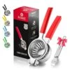 Ed Citrus Press - Stainless Steel Manual Press Heavy Duty Lime , Lemon & Citrus Squeezer – Extra-Large Lime Press For Lemons And Oranges - Gift Of Lemon Zest Grater Included (Red)