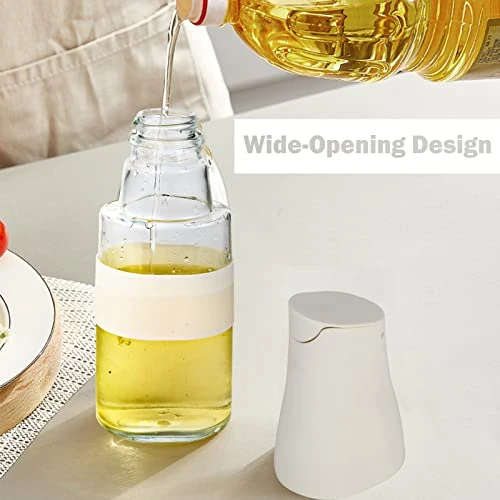 17oz Glass Olive Oil Dispenser, Oil And Vinegar Dispenser Set With Stainless Steel Pourers, Weighted Pourer, Drip Free Spout Oil Dispenser Bottle For Kitchen(White + Grey) 6 17oz Glass Olive Oil Dispenser, Oil And Vinegar Dispenser Set With Stainless Steel Pourers, Weighted Pourer, Drip Free Spout Oil Dispenser Bottle For Kitchen(White + Grey) - Image 4