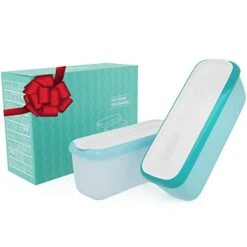Ice Cream Storage Containers With Lids 2 PACK - 1.5 Quarts Homemade Ice Cream Tubs, Freezer Containers, Turquoise & Green