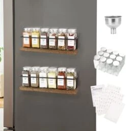 KitHero Magnetic Spice Racks With 24 Jars, 216 Labels, 1 Steel Funnel For Refrigerator，Microwave Oven - Full Set Of Spice Organizer -KitchenAid Shop 41CGys788JL. AC