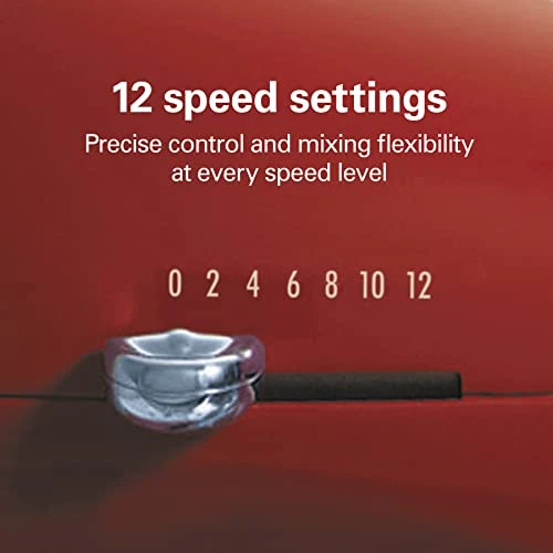 Hamilton Beach All-Metal 12-Speed Electric Stand Mixer, Tilt-Head, 4.5 Quarts, Pouring Shield, Red 4 Hamilton Beach All-Metal 12-Speed Electric Stand Mixer, Tilt-Head, 4.5 Quarts, Pouring Shield, Red - Image 2