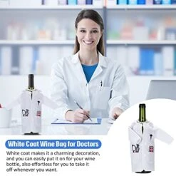 White Coat Wine Bag Doctor Wine Cover Felt Doctor Wine Insulated Cover Nurse Wine Wrapping Bag With Syringe Necklace For Male Female Graduation, Birthday, Anniversary, Nurse Practitioner 10 White Coat Wine Bag Doctor Wine Cover Felt Doctor Wine Insulated Cover Nurse Wine Wrapping Bag With Syringe Necklace For Male Female Graduation, Birthday, Anniversary, Nurse Practitioner -KitchenAid Shop 41CKw7UHitL