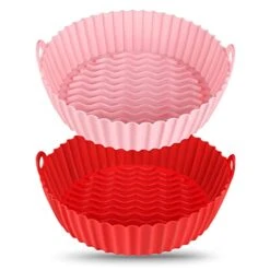 2 Pack Air Fryer Silicone Liners-7.5inch Round Reusable Air Fryer Silicone Basket Liners, Heat Resistant Air Fryer Pot Inserts, Dishwasher Safe, Fits 3 To 5 Qt For Air Fryer Oven Accessories