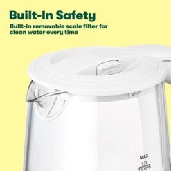 Bella 1.7 Liter Glass Electric Kettle, Quickly Boil 7 Cups Of Water In 6-7 Minutes, Soft Orange LED Lights Illuminate While Boiling, Cordless Portable Water Heater, Carefree Auto Shut-Off, White -KitchenAid Shop 41CY3tTai5L