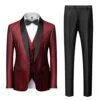 Men's Jacquard Wedding Suit Set Shawl Lapel Slim Fit 3 Pieces Set Plus Size Tuxedo Set