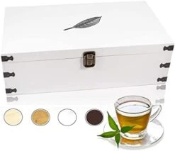 Zen Earth Inspired White Wooden Tea Bag Organizer 14" Kitchen Storage Chest - Large, Tall, Adjustable Shelves | Decorative Chest To Organize And Display Teas | 100% Handmade Craft 16 Zen Earth Inspired White Wooden Tea Bag Organizer 14" Kitchen Storage Chest - Large, Tall, Adjustable Shelves | Decorative Chest To Organize And Display Teas | 100% Handmade Craft -KitchenAid Shop 41CfI mzgmL. AC
