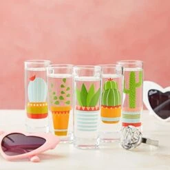5-Pack Cactus Shot Glasses Set For Bachelorette, Fiesta Supplies, Western-Themed Party, Round, Decorative Shot Glasses With Heavy Base For Tequila, Whiskey, Vodka (2 Oz) -KitchenAid Shop 41CgVKuyfbL