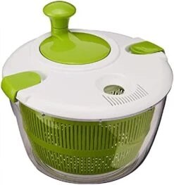 Manual Salad Spinner Fruits And Vegetable Washer With Clear Serving Bowl Colander Basket Smart-Lock Lid Easy Drain System Non-Slip Base Washes Dries & Dresses Lettuce Vegetables & Fruit (Green) -KitchenAid Shop 41CiXjjcDbL. AC
