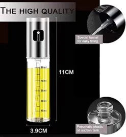 Olive Oil Sprayer For Cooking, Food-Grade Glass Oil Spray Bottle Oil [ Comes With Funnel Oil Brush Cleaning Brush ] Oil Sprayer Mister For Cooking BBQ, Salad, Frying, Roasting, Baking