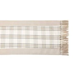 15 X 72 Inch Buffalo Checks Linen Table Runner With Handmade Fringed, Rustic Farmhouse Style Wide Table Runners 72 Inches Long For Dining Room, Dresser - Beige Plaid -KitchenAid Shop 41CtXtXFSPL