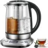 Electric Tea Kettle, 6 Variable Presets Temperature Smart Tea Maker, Fast Boil Electric Glass Kettle With 2Hr Keep Warm Function, Premium Stainless Steel, 1200 Watt Quick Heating, 1.7L