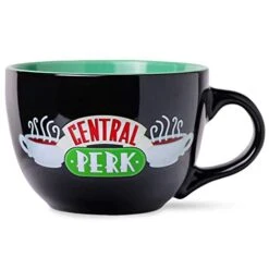 FRIENDS Central Perk Black Ceramic Mug Oversized For Coffee, Soup, 24 Ounces