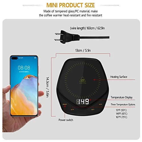 Ug Warmer, 25W Quickly Heating Coffee Warmer With Temperature 131°F/149°F/167°F Cup Warmer For Office Desk 4 Hours Auto Off For Cocoa Tea Water Milk Beverage(Gravity & Touch Switch) 7 Ug Warmer, 25W Quickly Heating Coffee Warmer With Temperature 131°F/149°F/167°F Cup Warmer For Office Desk 4 Hours Auto Off For Cocoa Tea Water Milk Beverage(Gravity & Touch Switch) - Image 5