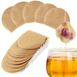 300PCS Tea Filter Bags For Loose Tea,Disposable Tea Infuser Unbleached Paper Safe & Natural Material Drawstring Empty Bag