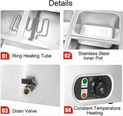 MEHAOC 1500W Food Heater, Buffet Heater, Steam Table Top, Oven Steam Table With Temperature Control, Party, Dining, Restaurant (Color: 2 Loaves) (2 Loaves) 13 MEHAOC 1500W Food Heater, Buffet Heater, Steam Table Top, Oven Steam Table With Temperature Control, Party, Dining, Restaurant (Color: 2 Loaves) (2 Loaves) -KitchenAid Shop 41D6AxdmW2L