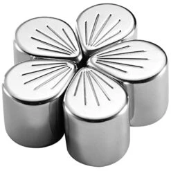 5pcs Stainless Steel Petal Shape Ice Cube Whiskey Stones Cooling Whisky Rocks Ice Cubes Chilling Stones Drink Wine Cooler Freezer Storage Tray For Wine Cocktails