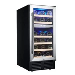 15 Inch Dual Zone Wine Cooler Refrigerators 28 Bottle Fast Cooling Low Noise Wine Fridge With Professional Compressor Stainless Steel Digital Temperature Control Screen Built-in Or Freestanding
