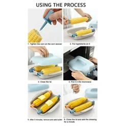 Microwave Corn Cooker,Food Grade PP No BPA Microwavable PortableCooks 2 Corn Ear In 5-7 Minutes Includes Skewers Dishwasher-Safe Steaming Kitchen Cooking Tool With Handle(Blue) -KitchenAid Shop 41DOowGVWjL