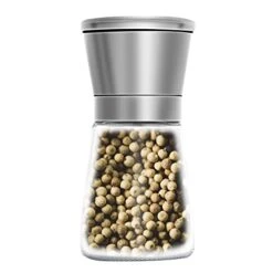 Pepper Grinder, Spice Mill With Ceramic Blades, Salt Grinder Refillable, Stainless Steel Dust Cover, Pepper Mill For Kitchen Or Outdoor Picnic (180ML)