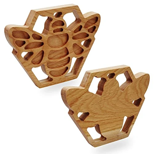 Honey Bee Trivet- Solid Cherry Wood Trivet Hot Pad Holder 8 Honey Bee Trivet- Solid Cherry Wood Trivet Hot Pad Holder - Image 6