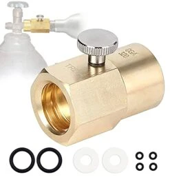 Farwind Home Use Soda Refill Bottle CO2 Cylinder Cartridges, Adapter Refills Connector Kit CGA320 To TR21-4, Thread Set Replacement Accessories For Soda Machine Tank, Gold