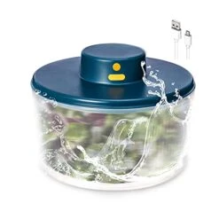 BORNKU Electric Salad Spinner 3L - USB Chargeble,Vegetable Washer With Bowl, Lettuce Cleaner And Dryer - Easy Water Drain System And Compact Storage,BPA Free And Easy To Use