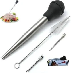 Turkey Baster, Baster Syringe For Cooking, Baster With Cleaning Brush And Marinade Needles, Stainless Steel Turkey Baster, Black -KitchenAid Shop 41DYE LY0HL. AC