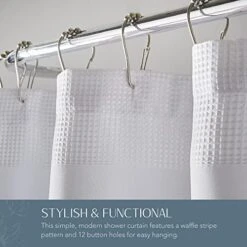 Tial Waffle Weave Fabric Shower Curtain, 72"x72", White -KitchenAid Shop 41DYf2zAVDL