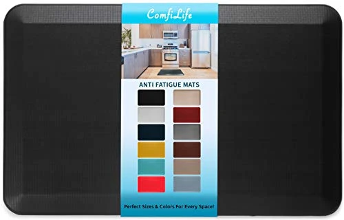 Anti Fatigue Floor Mat – 3/4 Inch Thick Perfect Kitchen Mat, Standing Desk Mat – Comfort At Home, Office, Garage – Durable – Stain Resistant – Non-Slip Bottom (20" X 32", Black) 3 Anti Fatigue Floor Mat – 3/4 Inch Thick Perfect Kitchen Mat, Standing Desk Mat – Comfort At Home, Office, Garage – Durable – Stain Resistant – Non-Slip Bottom (20" X 32", Black)