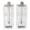 Salter 7605 CLXR Salt & Pepper Mini Grinder Set - Refillable Mills, For Travel, Camping, Caravans, Twist To Grind, 14 G Salt Crystals/7g Peppercorns, Square Design, Adjust Fine To Coarse, 9.7cm, Clear -KitchenAid Shop 41Dn0ahry2L