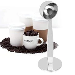 Coffee Spoon, Bean Powder Spoon Dual Purpose Stainless Steel Tamped Measuring Spoon