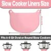 2 Pack Silicone Slow Cooker Liners Reusable Fit 6-8 Qt Crockpot, BPA Free Insert Liners, Reusable & Leakproof Silicone Divider For Oval Or Round Pot (Pink+Yellow)