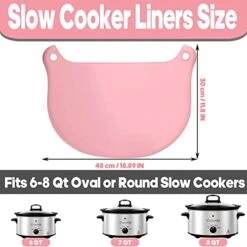 2 Pack Silicone Slow Cooker Liners Reusable Fit 6-8 Qt Crockpot, BPA Free Insert Liners, Reusable & Leakproof Silicone Divider For Oval Or Round Pot (Pink+Yellow)