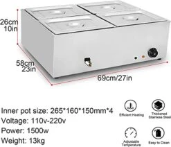 MEHAOC 1500W Food Heater, Buffet Heater, Steam Table Top, Oven Steam Table With Temperature Control, Party, Dining, Restaurant (Color: 2 Loaves) (4 Loaves)