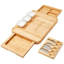 Mr Mrs Cheese Board And Knife Set Large Charcuterie Board, Valentines Day Gifts Wedding Anniversary Engagement Gifts For Couple Bridal Shower Housewarming Gifts