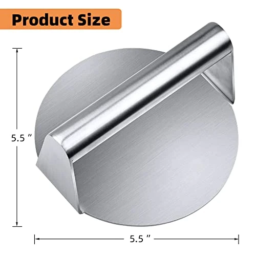 Koicarpe Burger Press - Stainless Steel Burger Smasher Tool - Smooth & Non-Stick Surface - Round Utensil For Grilling Meat Patty, Steak, Hot Dog, Grill Flattener For Steaks, Panini, Sandwich, 5.5x5.5 4 Koicarpe Burger Press - Stainless Steel Burger Smasher Tool - Smooth & Non-Stick Surface - Round Utensil For Grilling Meat Patty, Steak, Hot Dog, Grill Flattener For Steaks, Panini, Sandwich, 5.5x5.5 - Image 2