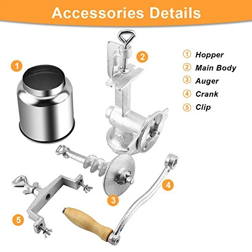 Corn Grinder, Manual Corn Grain Grinder Table Clamp Corn Mill Flour Maker Wheat Grain Nut Mill Cast Iron Hand With Large PROTECT For Animals Feed Home Brewing 4 Corn Grinder, Manual Corn Grain Grinder Table Clamp Corn Mill Flour Maker Wheat Grain Nut Mill Cast Iron Hand With Large PROTECT For Animals Feed Home Brewing - Image 2