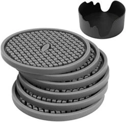Silicone Drink Coasters Set Of 6 , IPHOX 3.94 Inches Flexible Heat Resistant Coaster For Drinks With Deep Grooved And Non-Slip Bottom, Protect Furniture From Dirty And Scratched (Grey) -KitchenAid Shop 41EGkyvRBhL. AC