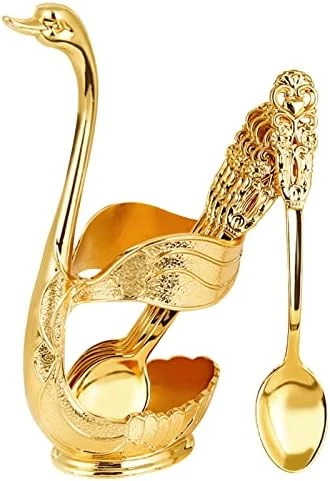 Coffee Spoon Set With Swan Base Holder,Delicate Spoons,Metal Coffee Spoon Organizer With 6pcs Metal Creative Coffee Dessert Sugar Ice Cream Spoons For Stirring Mixing Dessert Ice Cream Coffee Teaspoon 7 Coffee Spoon Set With Swan Base Holder,Delicate Spoons,Metal Coffee Spoon Organizer With 6pcs Metal Creative Coffee Dessert Sugar Ice Cream Spoons For Stirring Mixing Dessert Ice Cream Coffee Teaspoon - Image 5