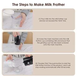 Electric Milk Frother With Coffee Grinder, 2 In 1 Rechargeable Electric Blade Grinders For Coffee Beans/Spices, Foam Maker Whisk Mixer Mini Blender Foamer For Espresso, Cappuccino, Latte -KitchenAid Shop 41EXbGC3SXL