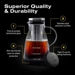 Cold Brew Coffee Maker - 32 Oz Glass Iced Tea & Coffee Cold Brew Maker And Pitcher W/ Silicone Cap & Base -KitchenAid Shop 41EYqrLLlfL