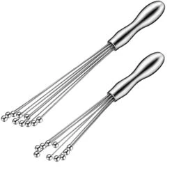 2 Pieces Stainless Steel Mini Ball Whisk 10-Inch And 12-Inch, Egg Beater Manual Mixer Whisk For Sauces Cream Cooking Blender