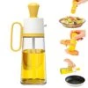 Glass Olive Oil And Vinegar Bottle With Brush Silicone Measuring Dropper 3 In 1 For Cooking, Oil Dispenser Bottle For Kitchen Salad Frying Baking BBQ Grill 18.6oz (Yellow)