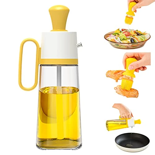 Glass Olive Oil And Vinegar Bottle With Brush Silicone Measuring Dropper 3 In 1 For Cooking, Oil Dispenser Bottle For Kitchen Salad Frying Baking BBQ Grill 18.6oz (Yellow) 3 Glass Olive Oil And Vinegar Bottle With Brush Silicone Measuring Dropper 3 In 1 For Cooking, Oil Dispenser Bottle For Kitchen Salad Frying Baking BBQ Grill 18.6oz (Yellow)