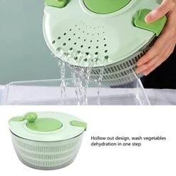 Salad Spinner Plastic Time Saving Fast Mixing Washable Rotatable Veggie Washer For Kitchen (Green)
